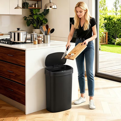 50L Touchless Motion Sensor Trash Can, Automatic Hands-Free Garbage Bin for Kitchen, Office, Bedroom & Living Room