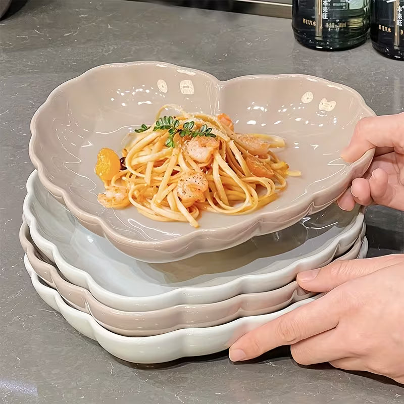 4-Piece 8.25-Inch Heart-Shaped Ceramic Plate Set