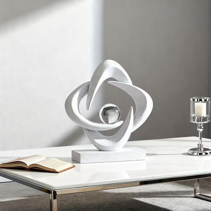 Abstract Resin Sculpture with Crystal Ball