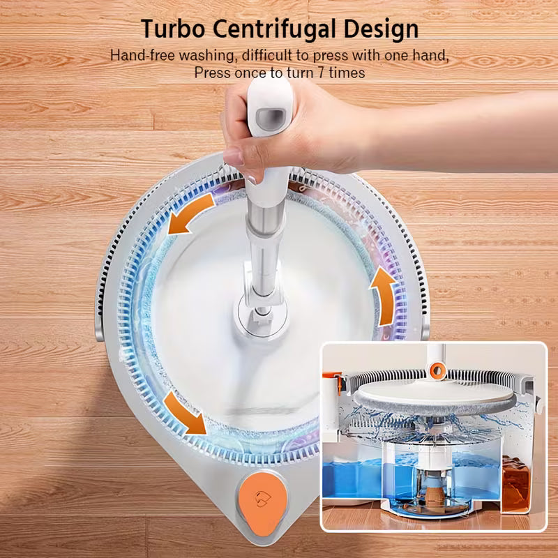 Rotating Floor Mop & Bucket Set with 3 Mop Heads, Wet & Dry Cleaning System for Home, Kitchen & Bathroom