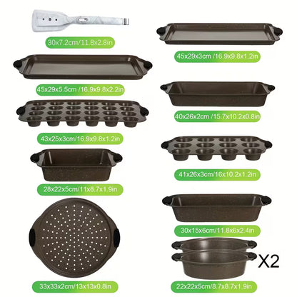 11-Piece Marble Nonstick Carbon Steel Bakeware Set