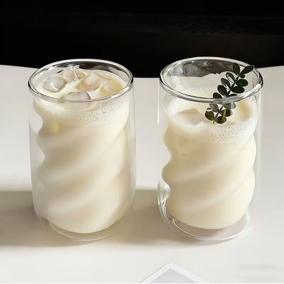 4-Piece Double-Wall Insulated Glass Coffee Cups – Heat-Resistant Glass Coffee & Milk Cups