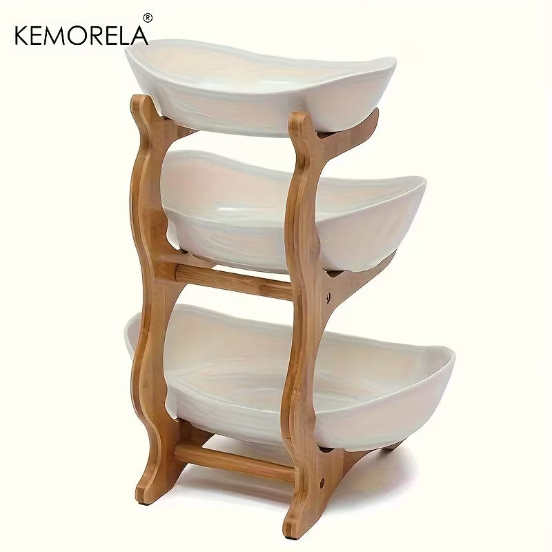 3-Tier Wooden Fruit & Vegetable Basket – Kitchen Countertop Storage Organizer
