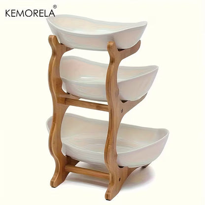 3-Tier Wooden Fruit & Vegetable Basket – Kitchen Countertop Storage Organizer