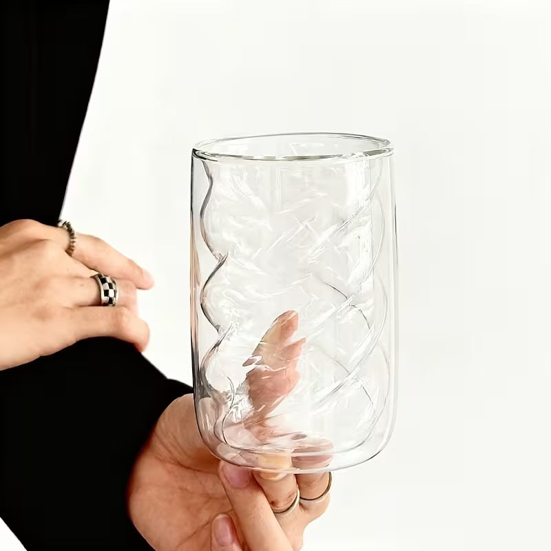 4-Piece Double-Wall Insulated Glass Coffee Cups – Heat-Resistant Glass Coffee & Milk Cups