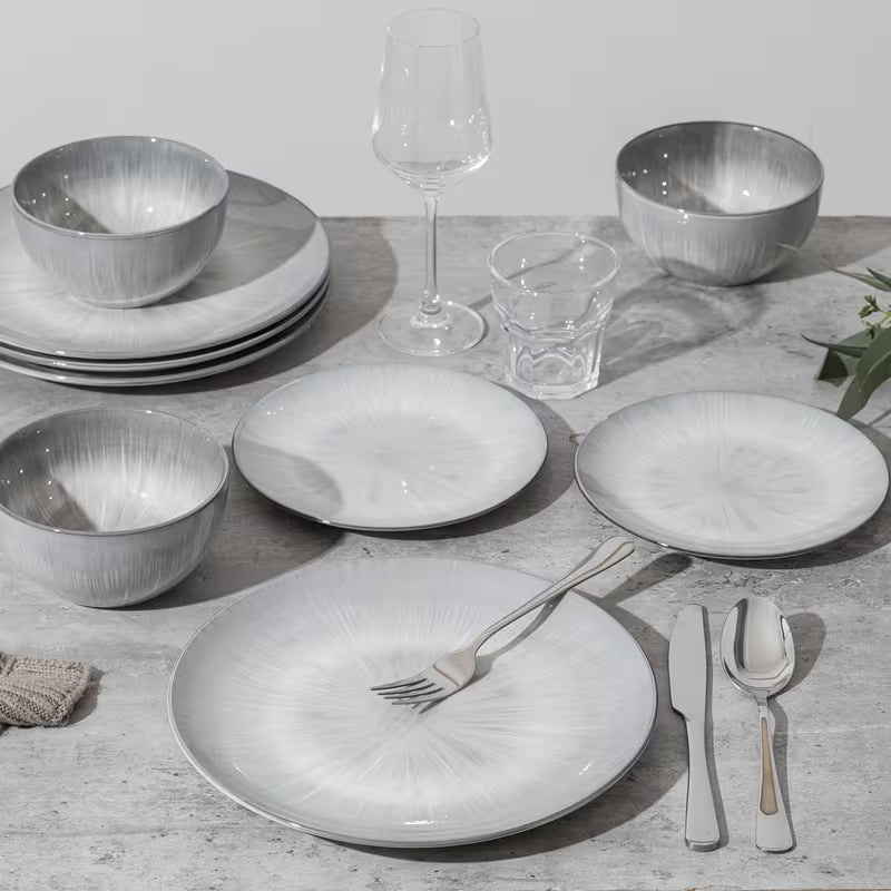 12-Piece Hand-Painted Porcelain Dinnerware Set – Service for 4