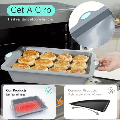4-Piece Silicone Bakeware Set with Metal-Reinforced Frames
