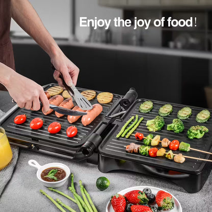1200W Panini Press & Indoor Grill – 4-Slice Non-Stick Sandwich Maker