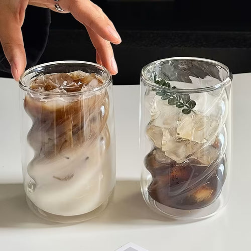 4-Piece Double-Wall Insulated Glass Coffee Cups – Heat-Resistant Glass Coffee & Milk Cups
