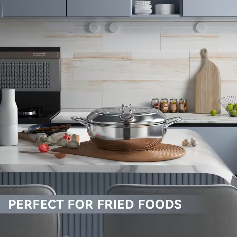 Heavy-Duty Stainless Steel Deep Fryer Pot with Temperature Gauge