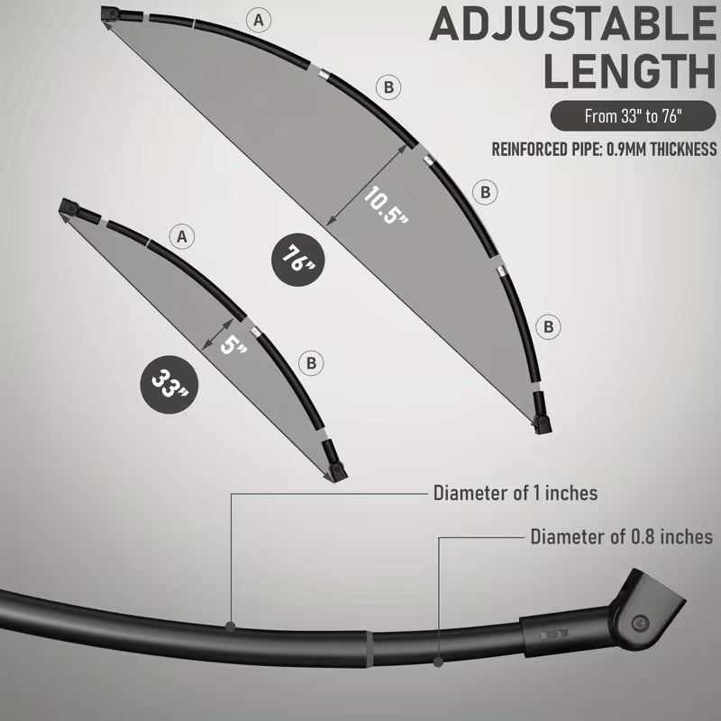 Heavy-Duty Curved Adjustable Shower Rod