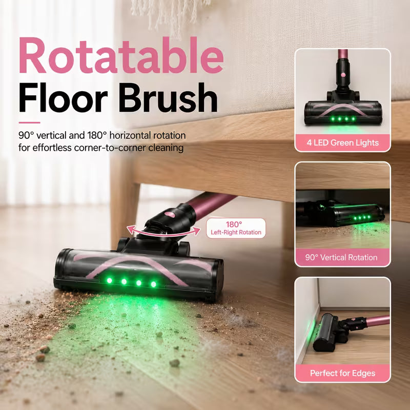 45KPa Cordless Vacuum Cleaner – 8-in-1 Self-Standing Stick Vacuum with Anti-Tangle Brush