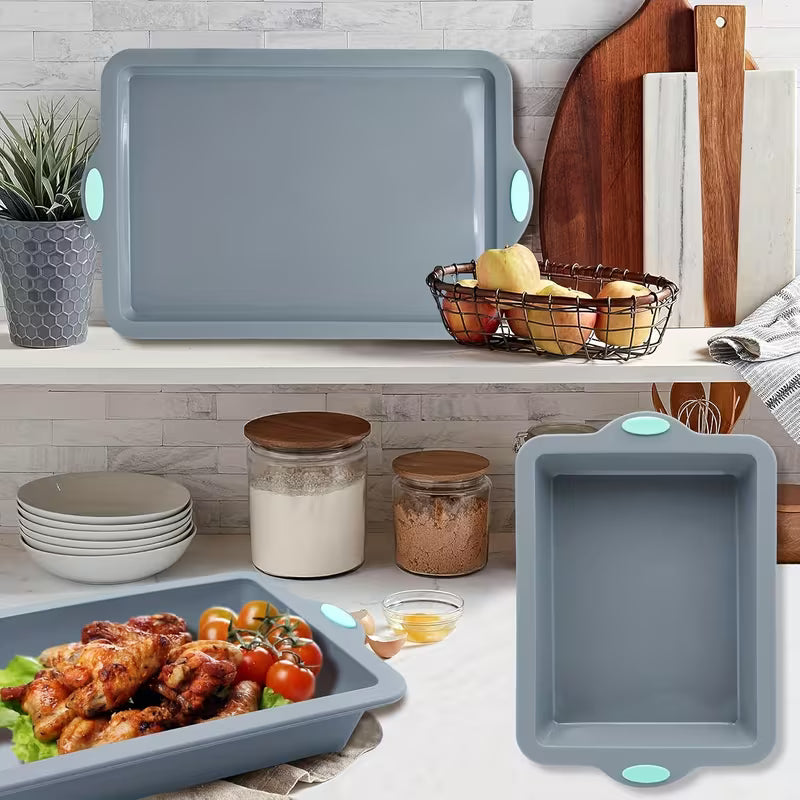 4-Piece Silicone Bakeware Set with Metal-Reinforced Frames