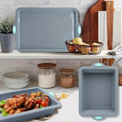 4-Piece Silicone Bakeware Set with Metal-Reinforced Frames