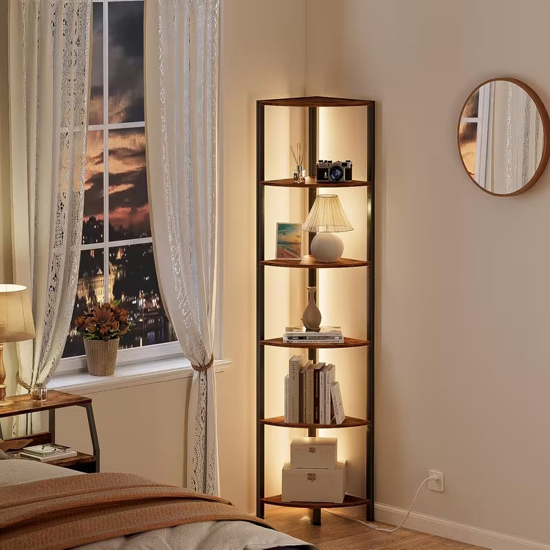 6-Tier Corner Shelf with LED Lights