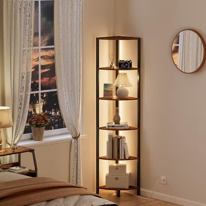 6-Tier Corner Shelf with LED Lights