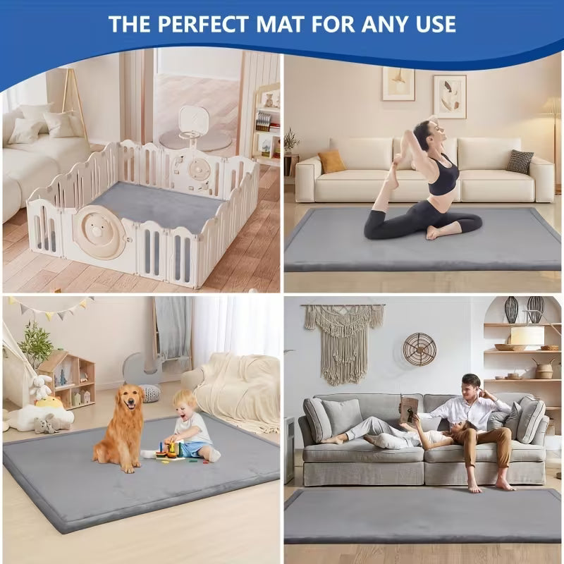 3CM Thick Coral Velvet Tatami Floor Mat, Soft Padded Japanese-Style Rug for Kids’ Playroom & Living Room