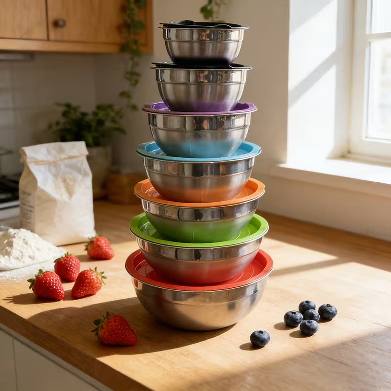 7–26 Piece 316 Stainless Steel Mixing Bowl Set with Airtight Lids
