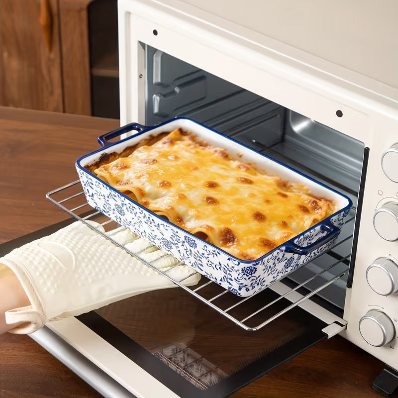 3-Piece Blue & White Ceramic Casserole Baking Dish Set Bake, Cook, Serve & Enjoy Every Meal in Style