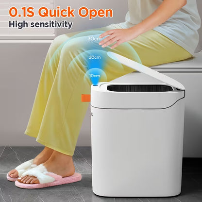 3.5-Gallon Automatic Motion Sensor Trash Can, Type-C Rechargeable Touchless Waste Bin with Auto Bag Sealing, for Bathroom, Bedroom, Kitchen & Office