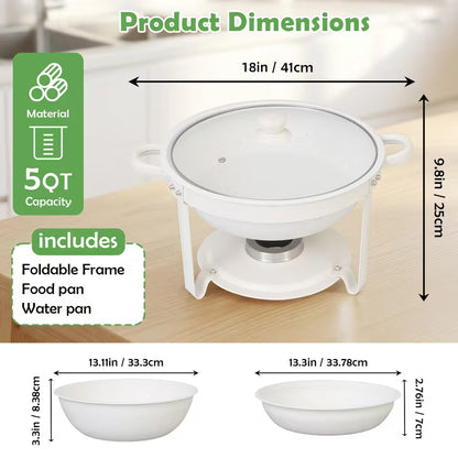 White Stainless Steel Chafing Dish Buffet Set