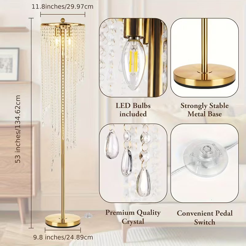 Elegant Golden Rain Floor Lamp – Tall Standing Light for Living Room & Bedroom