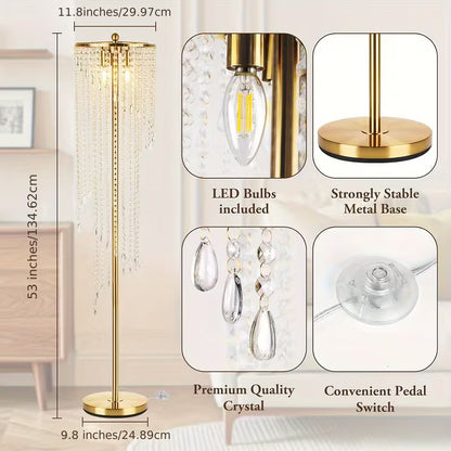 Elegant Golden Rain Floor Lamp – Tall Standing Light for Living Room & Bedroom