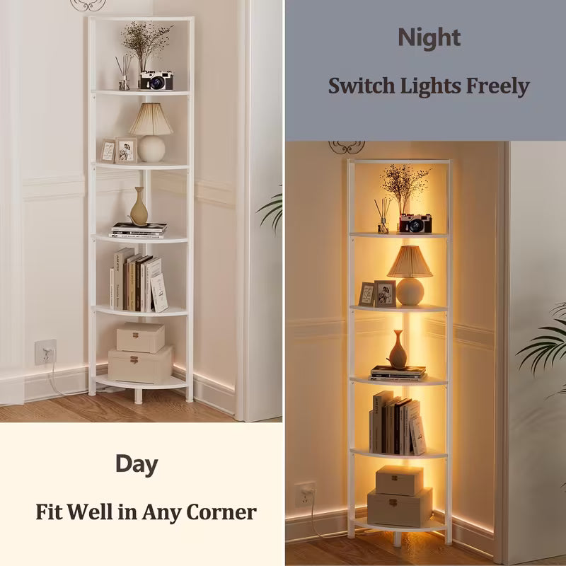 6-Tier Corner Shelf with LED Lights