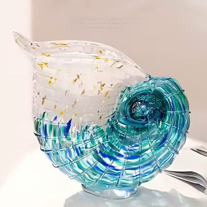 Hand-Blown Glass Conch Vase – Elegant Seashell Decorative Accent