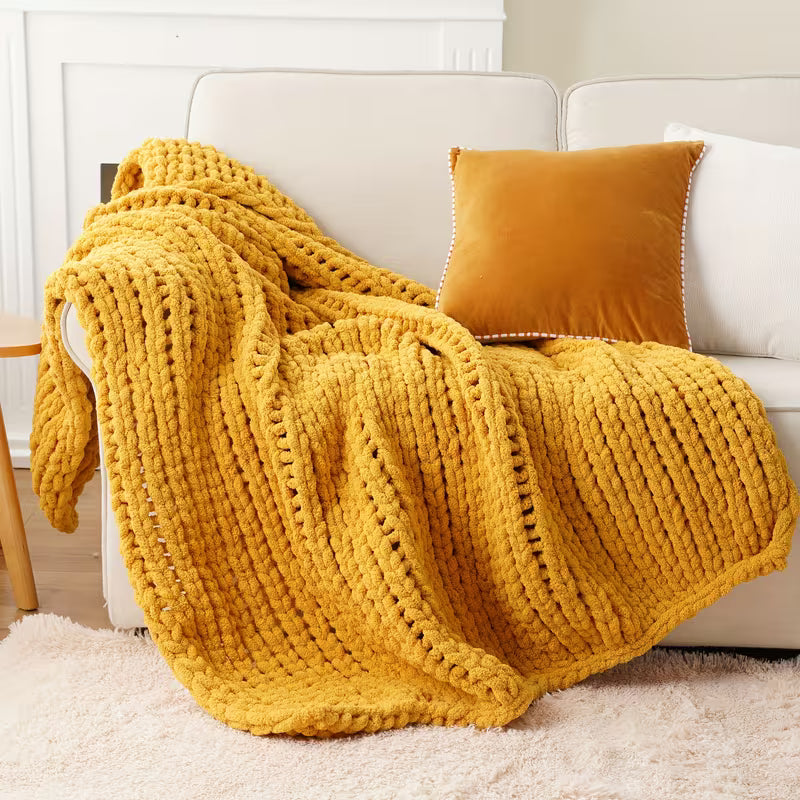 50 × 60 Inch Chunky Chenille Throw Blanket