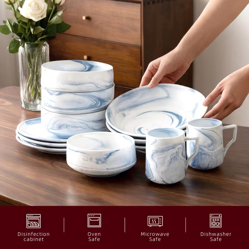 16-Piece / 20-Piece Marbled Dinnerware Set for 4