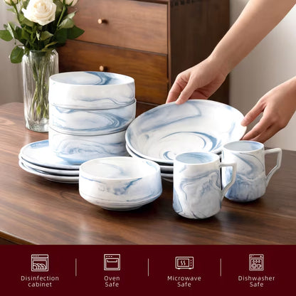 16-Piece / 20-Piece Marbled Dinnerware Set for 4