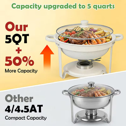 White Stainless Steel Chafing Dish Buffet Set
