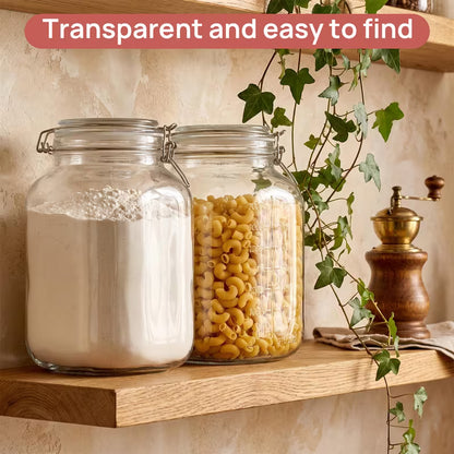 Large Glass Food Storage Jar with Airtight Clamp Lid – 1.1 Gallon / 140 Oz. Keep Your Pantry Fresh, Organized, and Easy to Access
