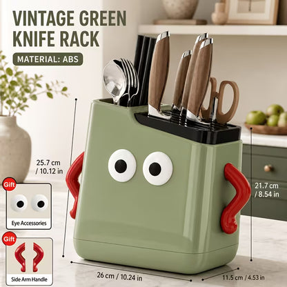 Multifunctional Kitchen Countertop Knife & Cutlery Storage Rack with Drainage Slots