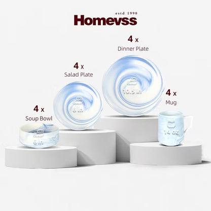16-Piece / 20-Piece Marbled Dinnerware Set for 4