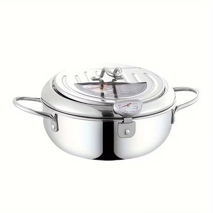 Heavy-Duty Stainless Steel Deep Fryer Pot with Temperature Gauge