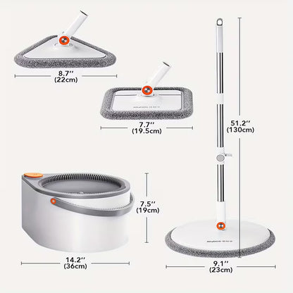Rotating Floor Mop & Bucket Set with 3 Mop Heads, Wet & Dry Cleaning System for Home, Kitchen & Bathroom