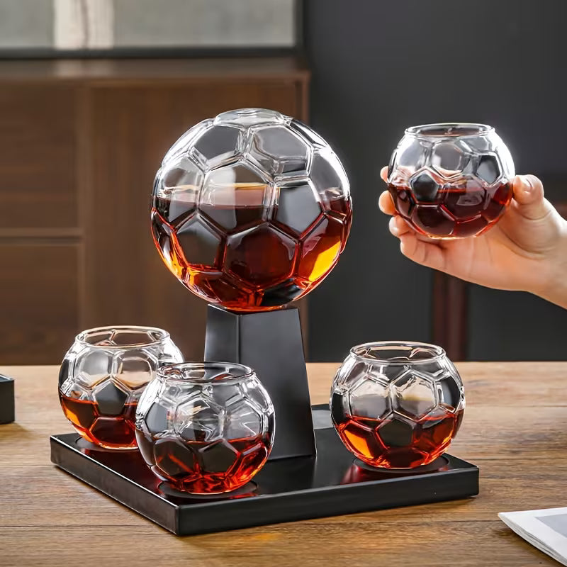 Black Football Whiskey Decanter Set with 4 Glasses