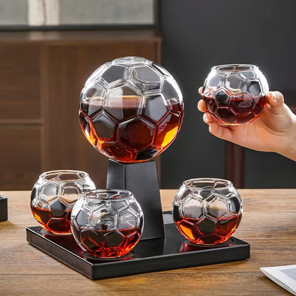 Black Football Whiskey Decanter Set with 4 Glasses