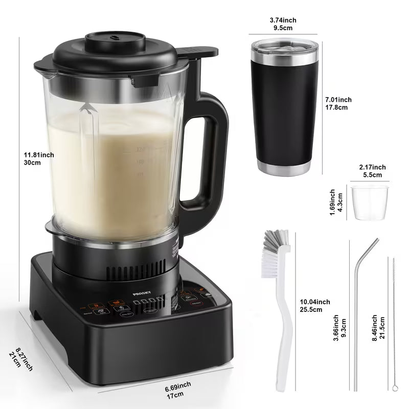 10-in-1 55 oz Heating Blender & Soy Milk Maker – Multifunctional Glass Blender for Hot & Cold Drinks