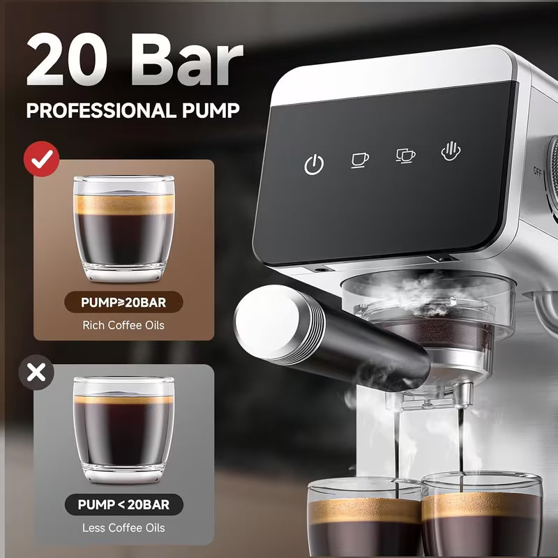 20-Bar 1350W Espresso Machine with Milk Frother