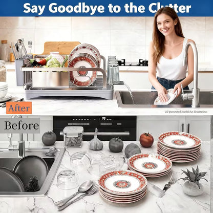 304 Stainless Steel Dish Drying Rack for Kitchen Countertop