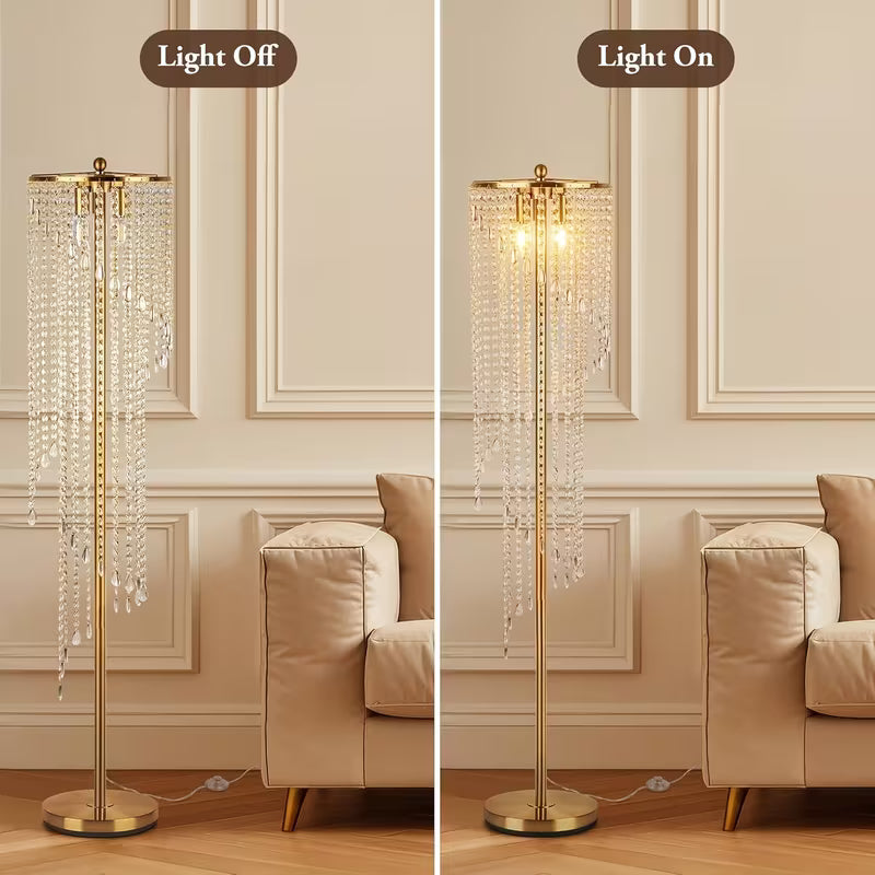 Elegant Golden Rain Floor Lamp – Tall Standing Light for Living Room & Bedroom