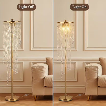 Elegant Golden Rain Floor Lamp – Tall Standing Light for Living Room & Bedroom