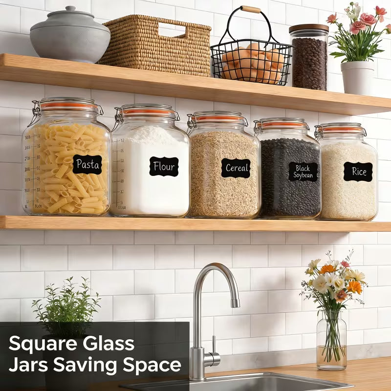 5-Piece Glass Storage Jar Set – Airtight Containers with Lids & Spoons