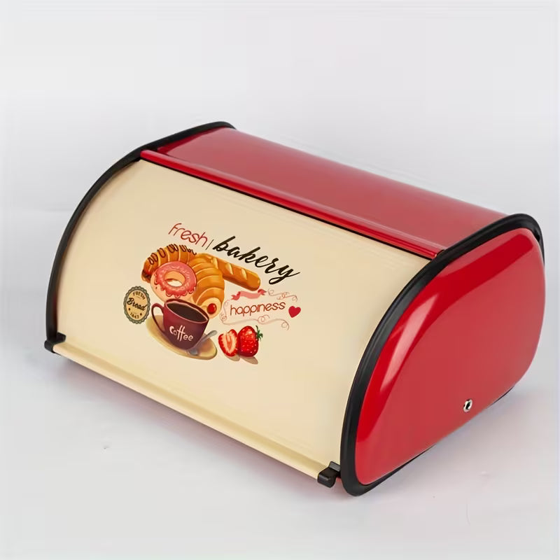 Stainless Steel Bread Storage Box with Strawberry Lid, Waterproof Kitchen Countertop Organizer for Bread, Pastries & Snacks