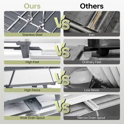 Adjustable Stainless Steel Dish Drying Rack with Utensil Holder & Pan Rack