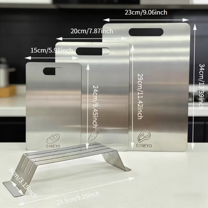4-Piece Titanium Cutting Board Set with Storage Stand