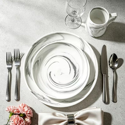 16-Piece / 20-Piece Marbled Dinnerware Set for 4